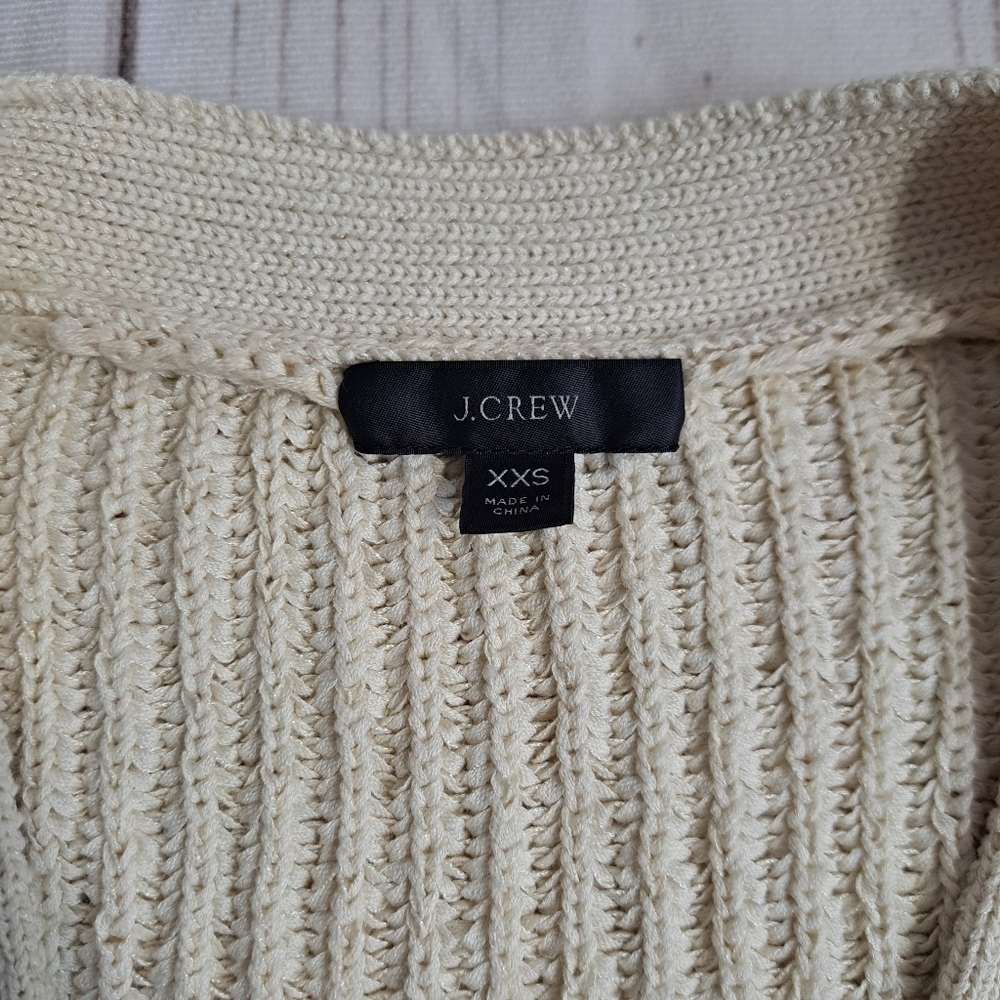 J. Crew Cream Ribbed Knit Button-Front Cardigan - Picture 2 of 7